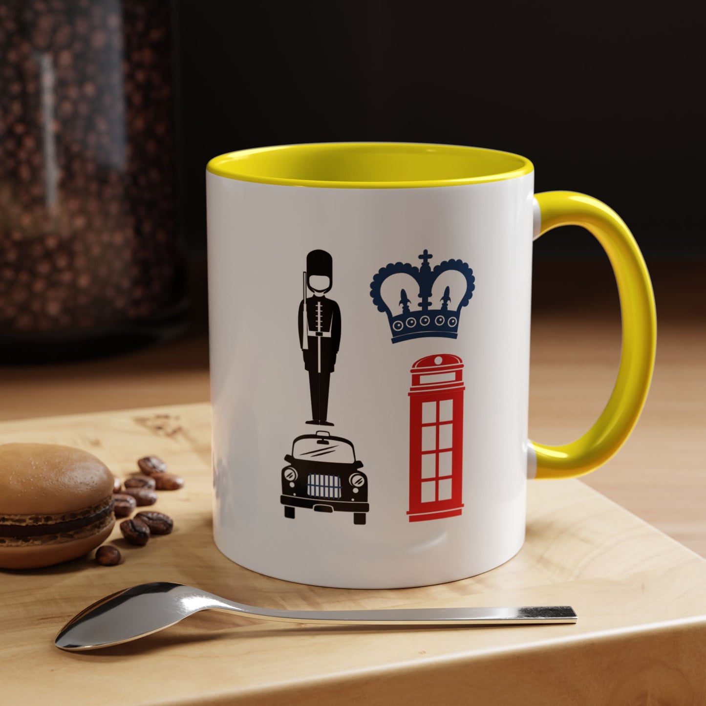 British Charm Accent Coffee Mug, Unique Travel Mug Gift, London Souvenir, Fun Office Coffee Cup, Royal Guard Mug, British Culture Decor