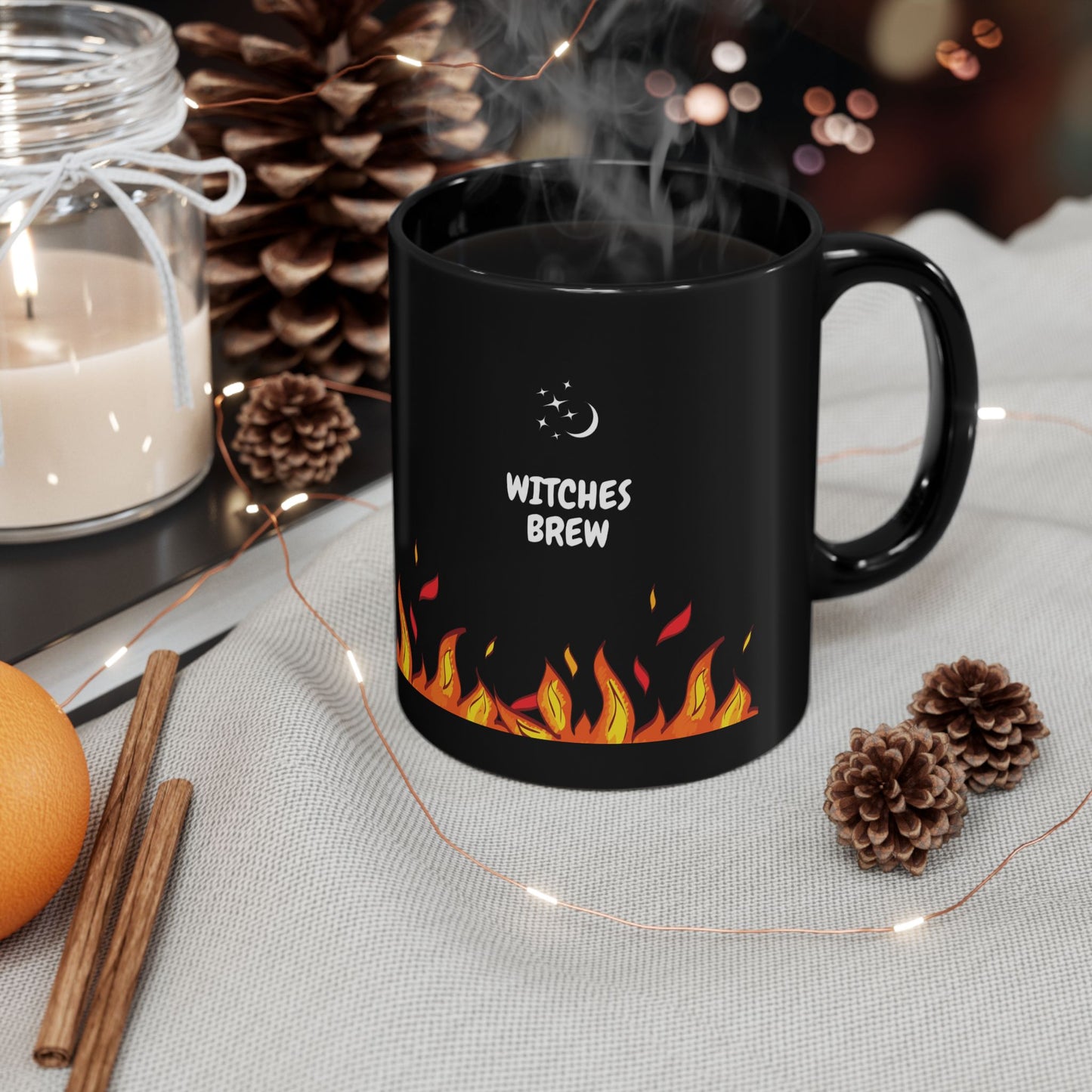 Halloween Witches Brew Mug - Black Ceramic Coffee Cup for Halloween, Witchy Vibes, Magical Gifts, Cozy Sips, Gothic Kitchen Decor