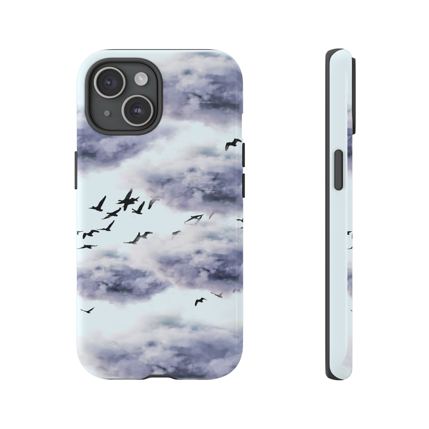 iPhone Tough Cases, Cloudy Sky and Birds Phone Cases, Protective Phone Cover, Nature Lover Gift, Unique Phone Case, iPhone Accessories, Hard