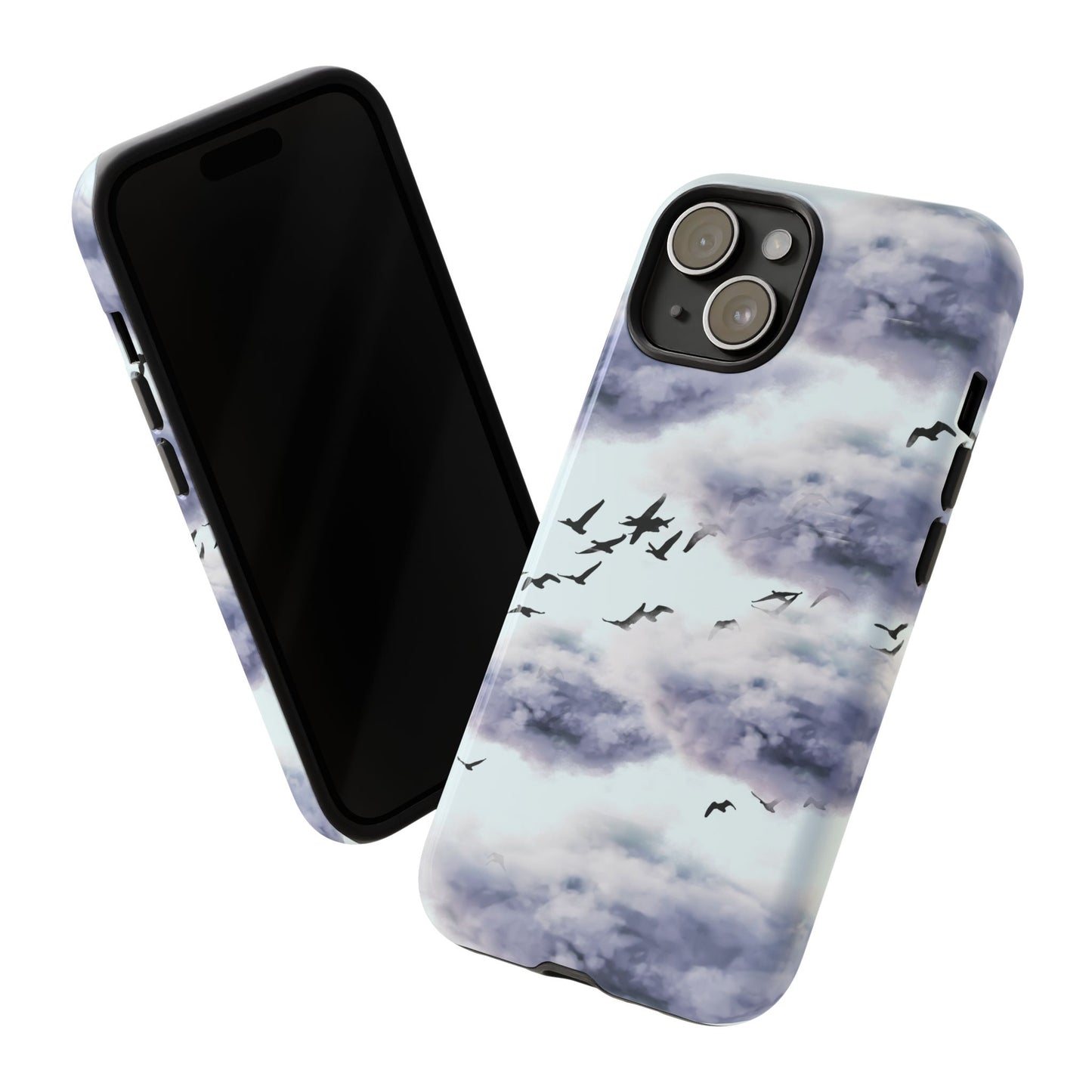 iPhone Tough Cases, Cloudy Sky and Birds Phone Cases, Protective Phone Cover, Nature Lover Gift, Unique Phone Case, iPhone Accessories, Hard