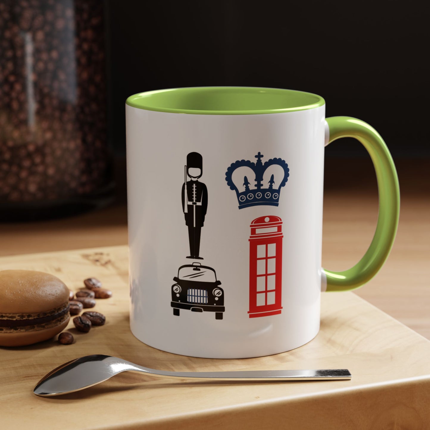 British Charm Accent Coffee Mug, Unique Travel Mug Gift, London Souvenir, Fun Office Coffee Cup, Royal Guard Mug, British Culture Decor
