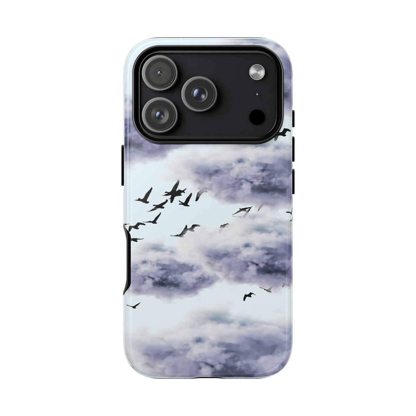 iPhone Tough Cases, Cloudy Sky and Birds Phone Cases, Protective Phone Cover, Nature Lover Gift, Unique Phone Case, iPhone Accessories, Hard
