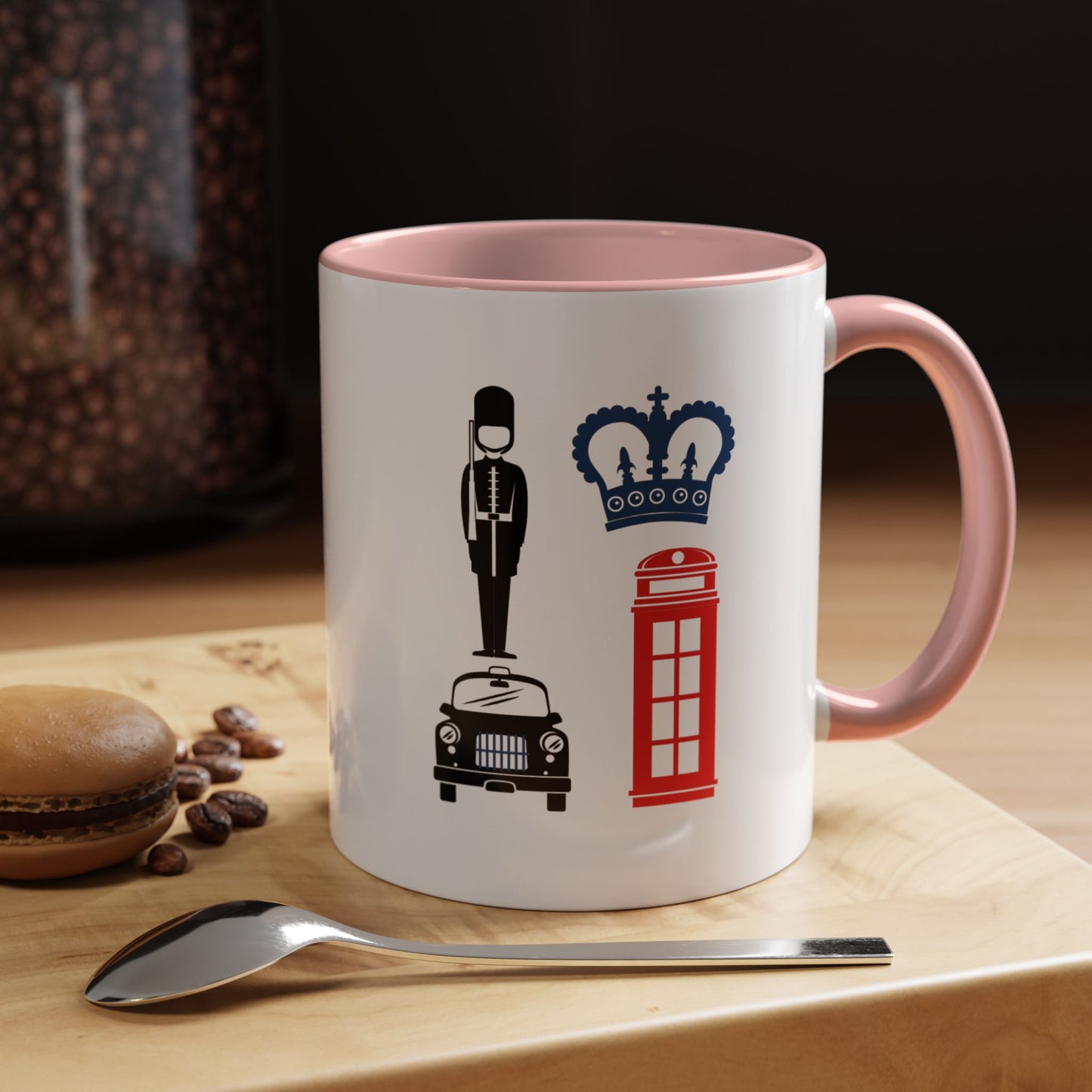 British Charm Accent Coffee Mug, Unique Travel Mug Gift, London Souvenir, Fun Office Coffee Cup, Royal Guard Mug, British Culture Decor