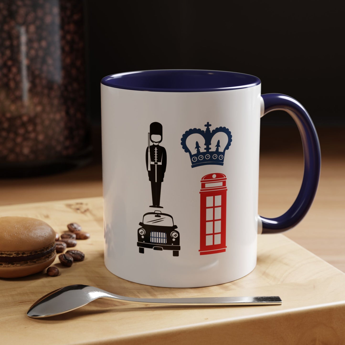 British Charm Accent Coffee Mug, Unique Travel Mug Gift, London Souvenir, Fun Office Coffee Cup, Royal Guard Mug, British Culture Decor