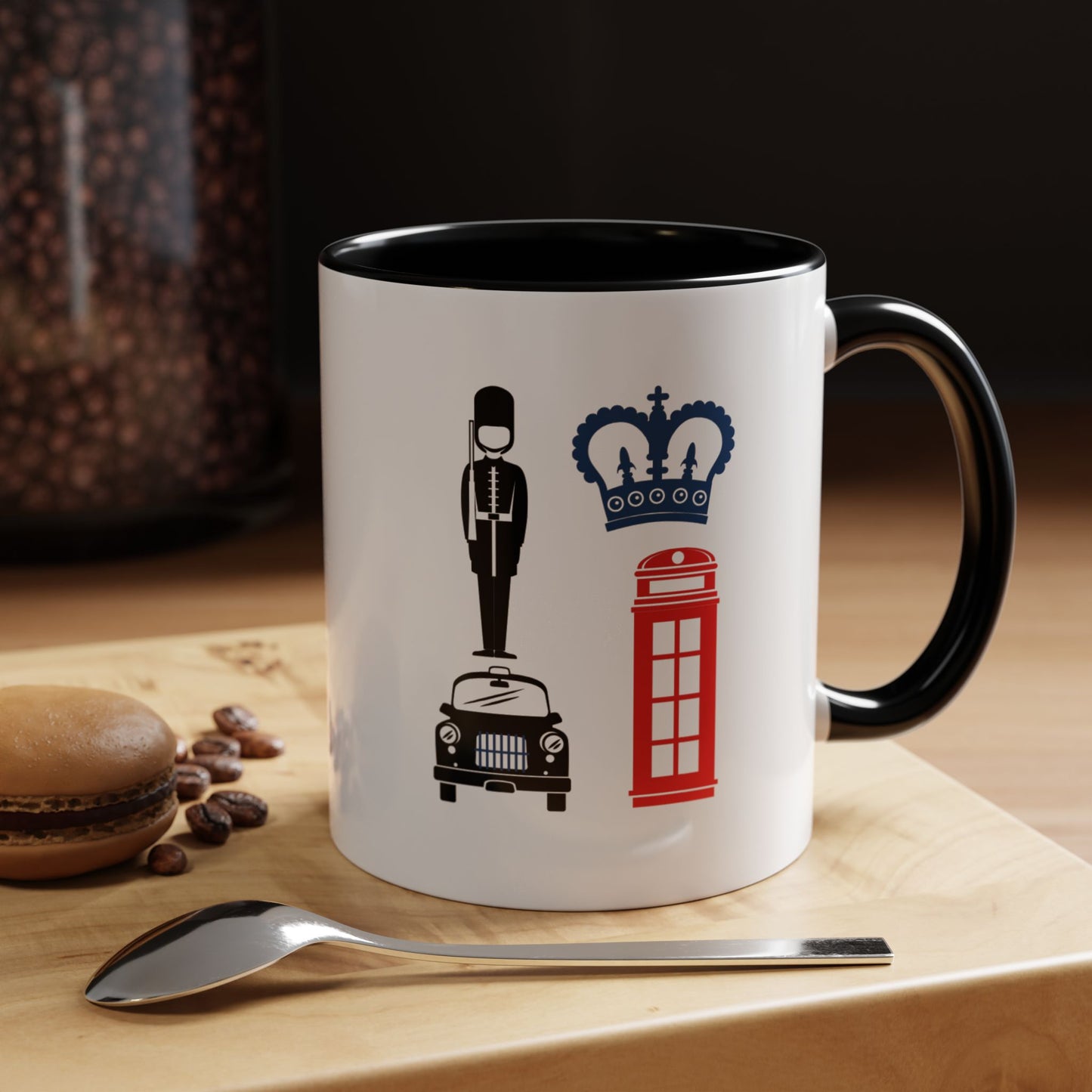 British Charm Accent Coffee Mug, Unique Travel Mug Gift, London Souvenir, Fun Office Coffee Cup, Royal Guard Mug, British Culture Decor