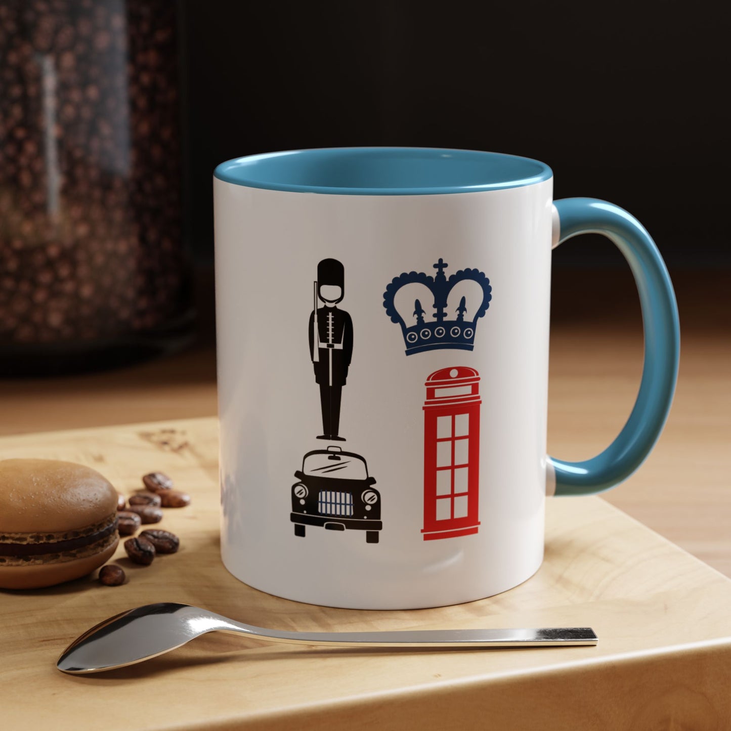 British Charm Accent Coffee Mug, Unique Travel Mug Gift, London Souvenir, Fun Office Coffee Cup, Royal Guard Mug, British Culture Decor
