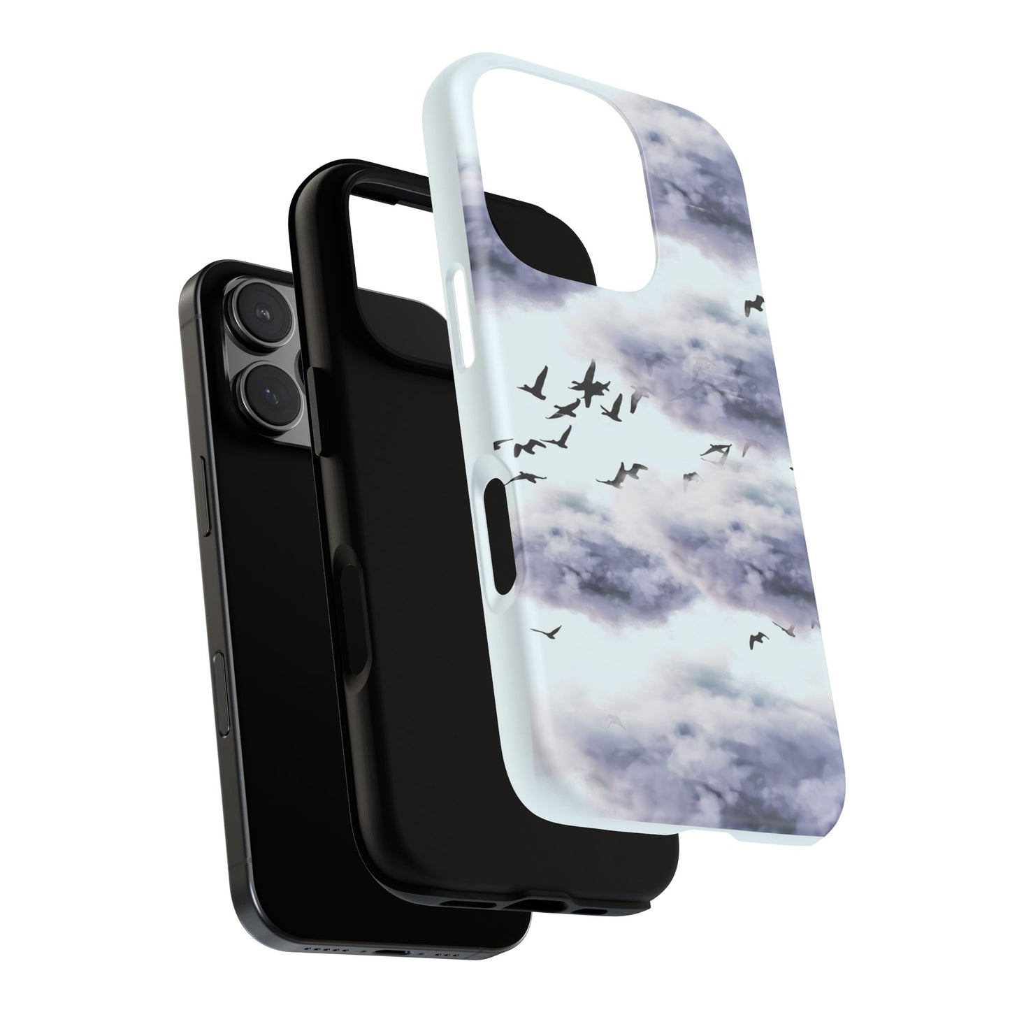 iPhone Tough Cases, Cloudy Sky and Birds Phone Cases, Protective Phone Cover, Nature Lover Gift, Unique Phone Case, iPhone Accessories, Hard