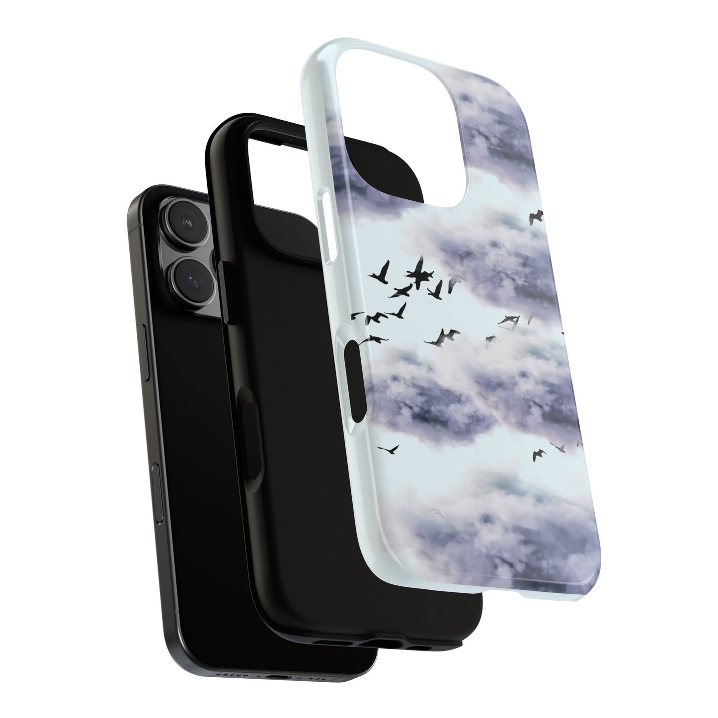iPhone Tough Cases, Cloudy Sky and Birds Phone Cases, Protective Phone Cover, Nature Lover Gift, Unique Phone Case, iPhone Accessories, Hard