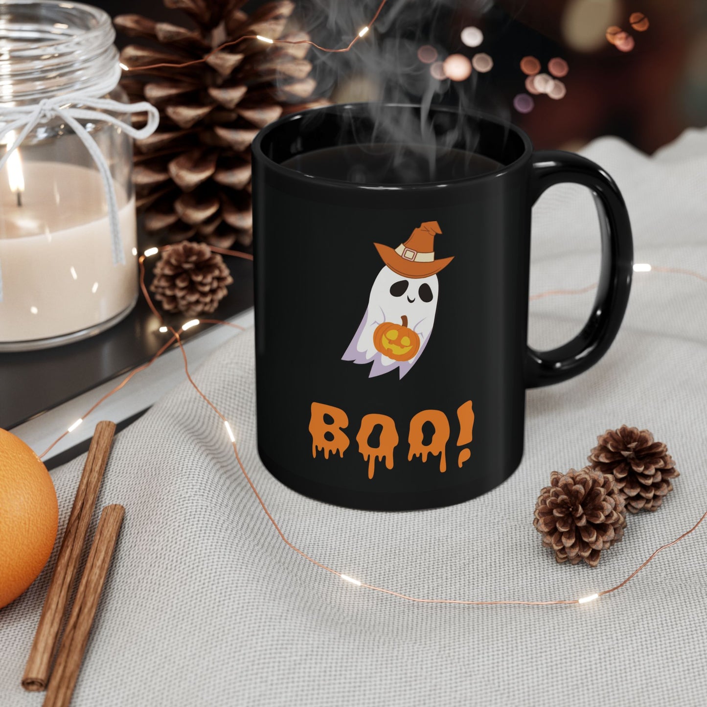 Halloween Ghost Mug, Spooky Ceramic Cup for Coffee Lovers, Boo! Design for October Decor, Fun Gift for Kids & Adults