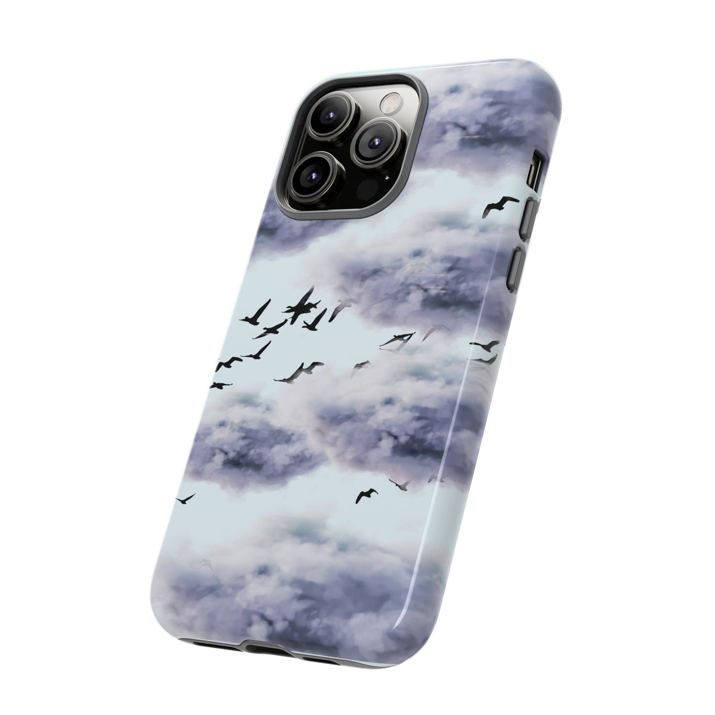 iPhone Tough Cases, Cloudy Sky and Birds Phone Cases, Protective Phone Cover, Nature Lover Gift, Unique Phone Case, iPhone Accessories, Hard