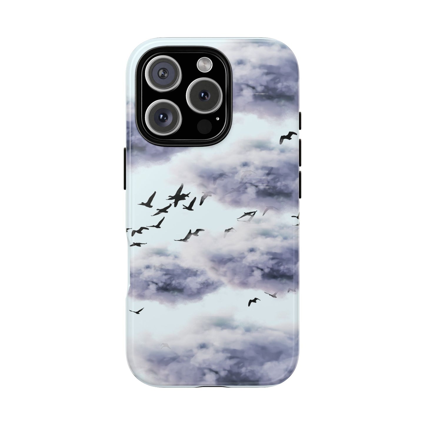 iPhone Tough Cases, Cloudy Sky and Birds Phone Cases, Protective Phone Cover, Nature Lover Gift, Unique Phone Case, iPhone Accessories, Hard