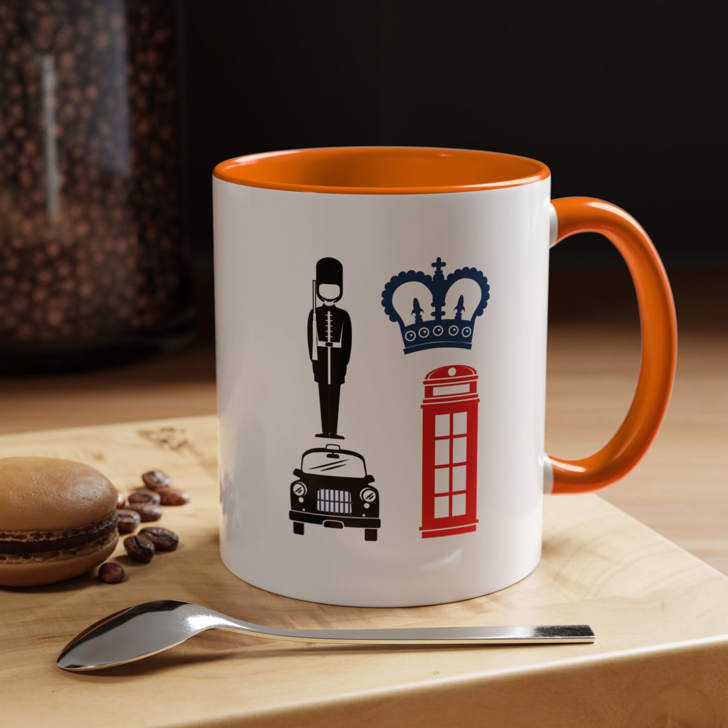 British Charm Accent Coffee Mug, Unique Travel Mug Gift, London Souvenir, Fun Office Coffee Cup, Royal Guard Mug, British Culture Decor