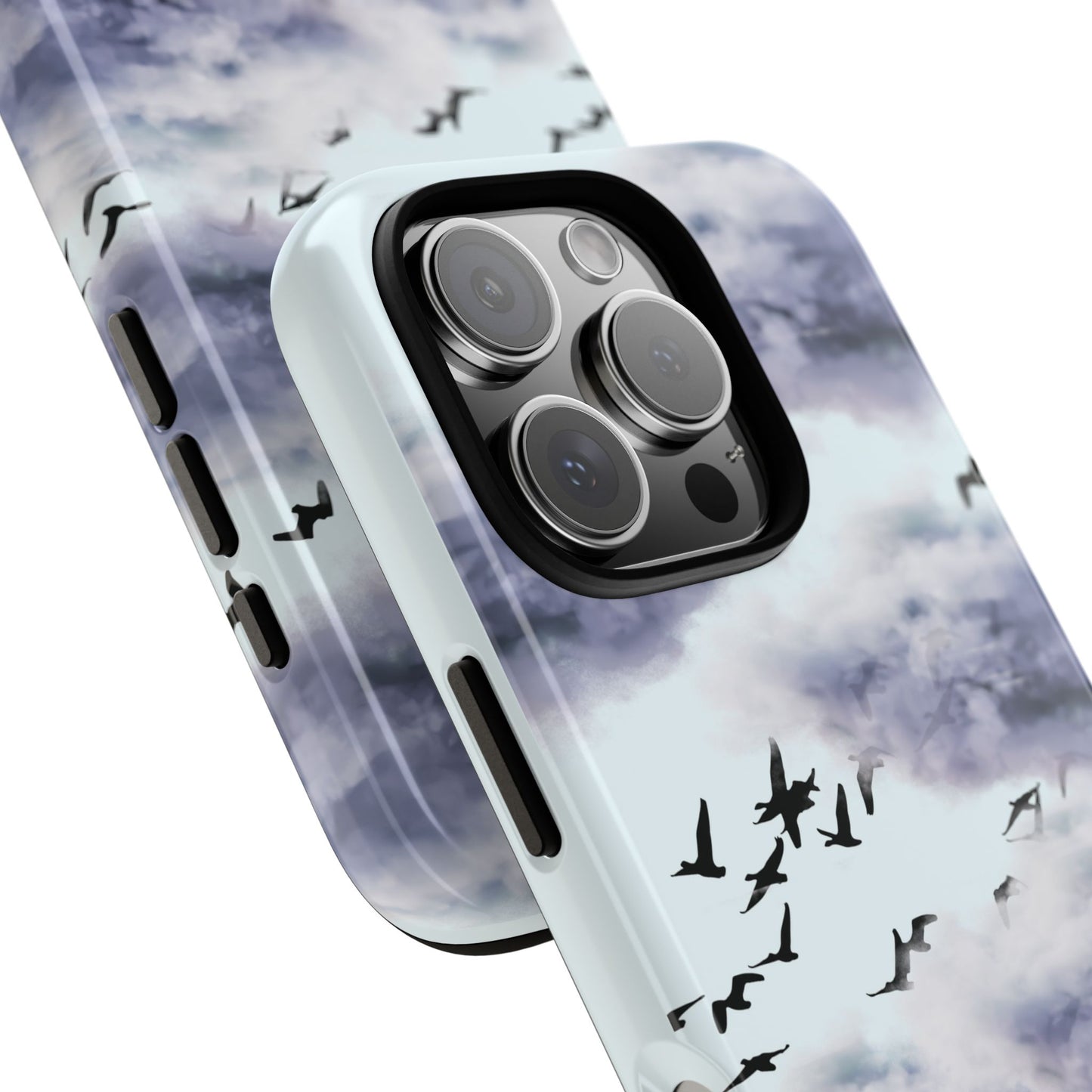iPhone Tough Cases, Cloudy Sky and Birds Phone Cases, Protective Phone Cover, Nature Lover Gift, Unique Phone Case, iPhone Accessories, Hard