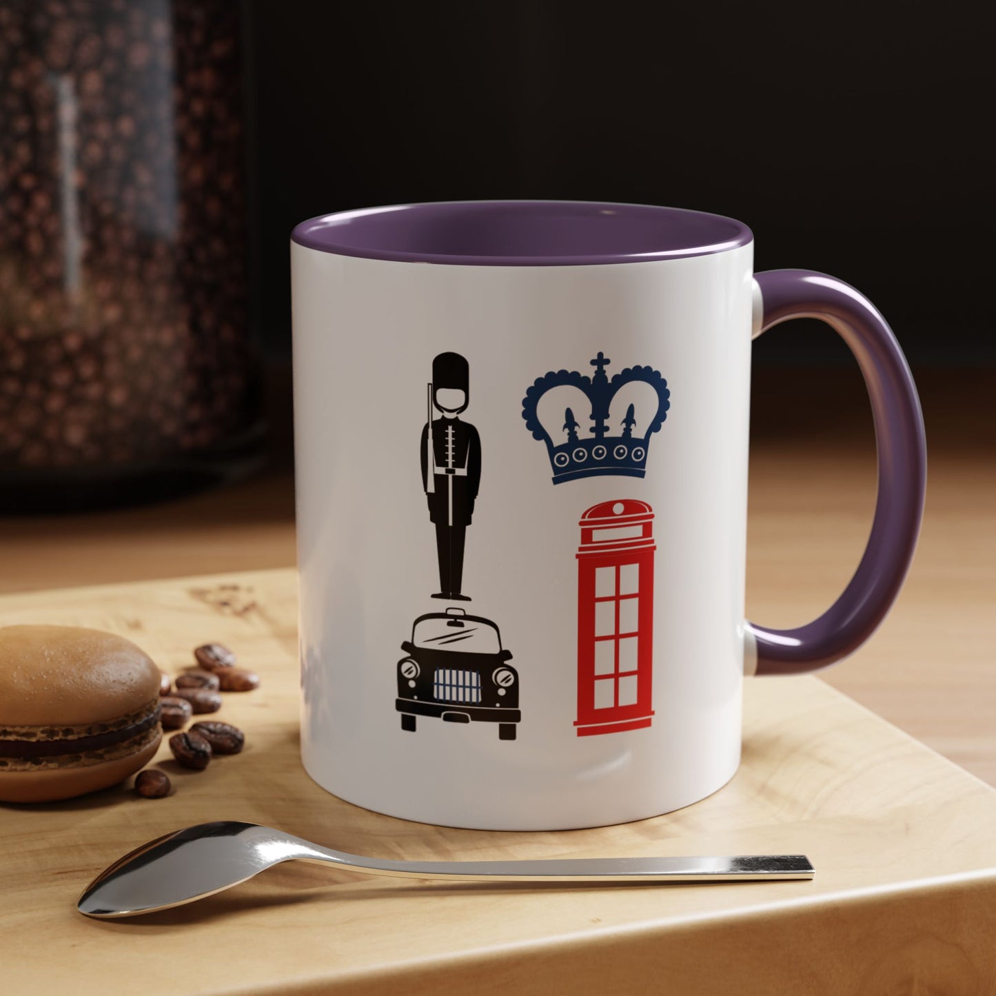British Charm Accent Coffee Mug, Unique Travel Mug Gift, London Souvenir, Fun Office Coffee Cup, Royal Guard Mug, British Culture Decor