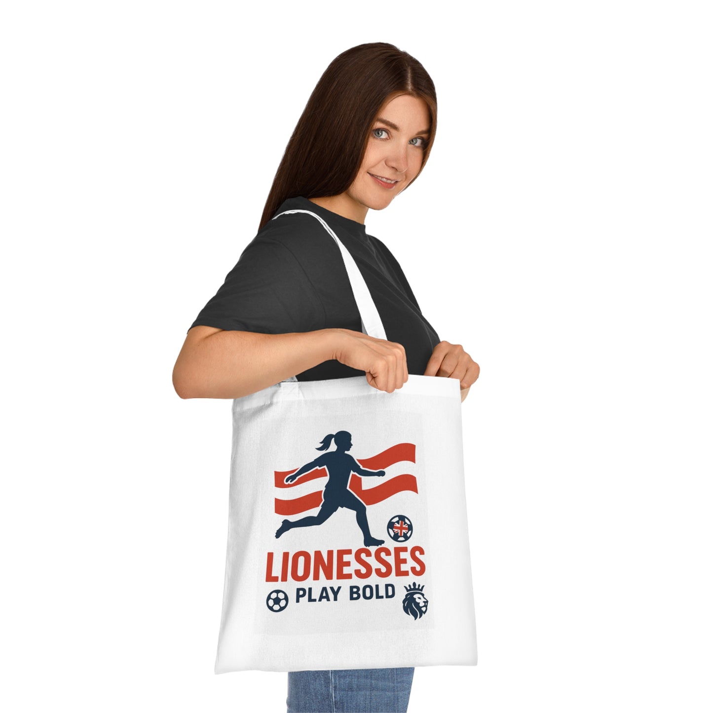 Bold Lionesses Cotton Tote Bag - Soccer Fan Gift, Eco-Friendly Shopping Bag, Women's Sports Tote, Motivational Carryall, Athletic Pride
