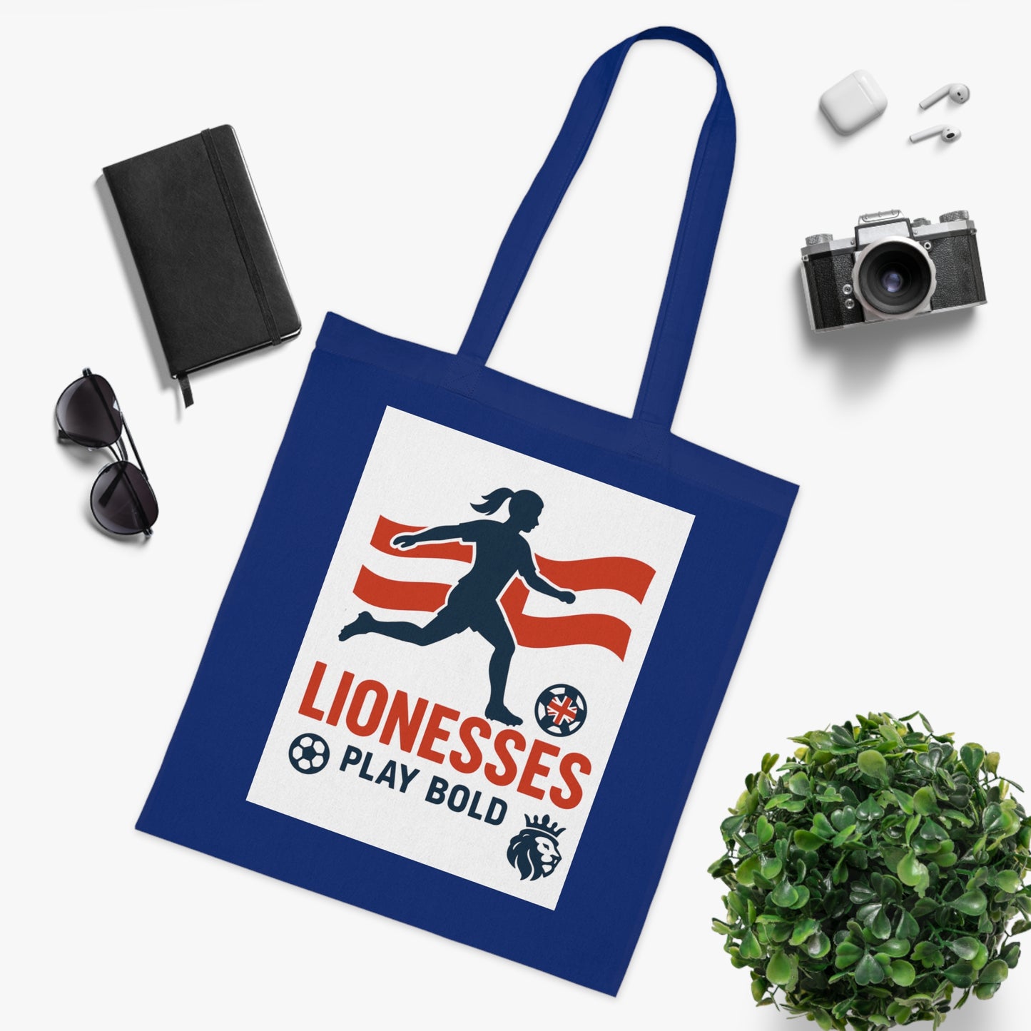 Bold Lionesses Cotton Tote Bag - Soccer Fan Gift, Eco-Friendly Shopping Bag, Women's Sports Tote, Motivational Carryall, Athletic Pride