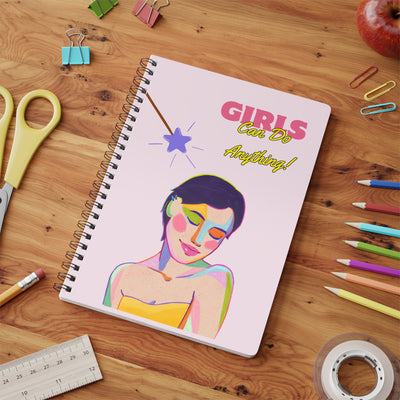 Empowering Girls Notebook, A5 Spiral Journal for Creativity, Gift for Students, Feminist Journal, Inspirational Stationery