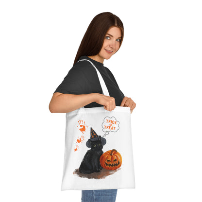 Halloween Cat Trick Or Treat Tote Bag %100 Cotton