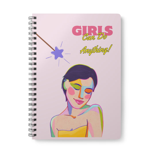 Empowering Girls Notebook, A5 Spiral Journal for Creativity, Gift for Students, Feminist Journal, Inspirational Stationery