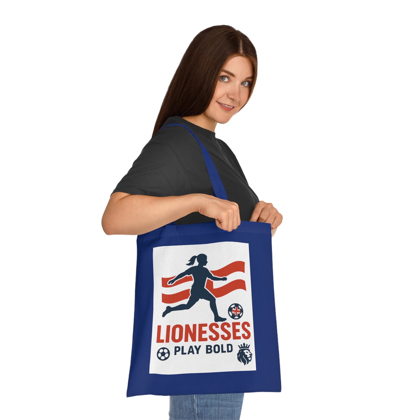 Bold Lionesses Cotton Tote Bag - Soccer Fan Gift, Eco-Friendly Shopping Bag, Women's Sports Tote, Motivational Carryall, Athletic Pride