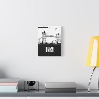 London Skyline Canvas Art, Modern Wall Decor, Home Office Printable, Gift for Travelers, Unique Black and White Artwork