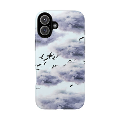 iPhone Tough Cases, Cloudy Sky and Birds Phone Cases, Protective Phone Cover, Nature Lover Gift, Unique Phone Case, iPhone Accessories, Hard