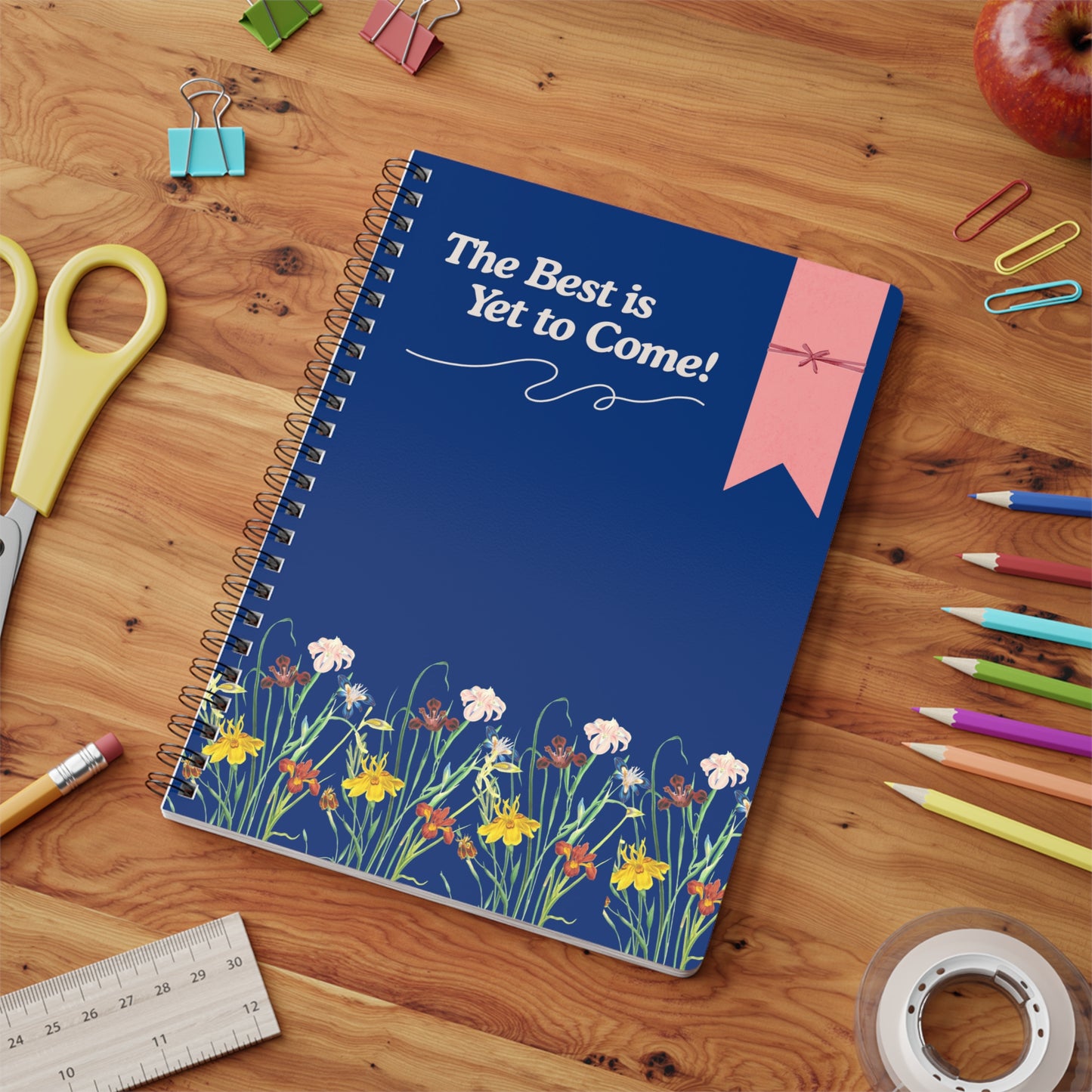 Inspirational Floral Wirobound Notebook, Journal for Creativity, A5 Gift for Students, Motivational Writing, Self-Care Reminder
