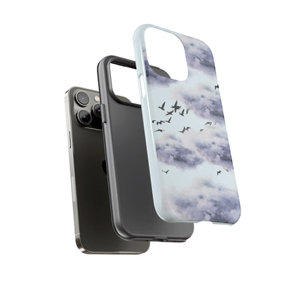iPhone Tough Cases, Cloudy Sky and Birds Phone Cases, Protective Phone Cover, Nature Lover Gift, Unique Phone Case, iPhone Accessories, Hard