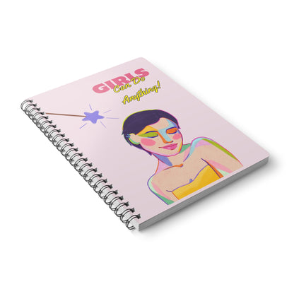 Empowering Girls Notebook, A5 Spiral Journal for Creativity, Gift for Students, Feminist Journal, Inspirational Stationery