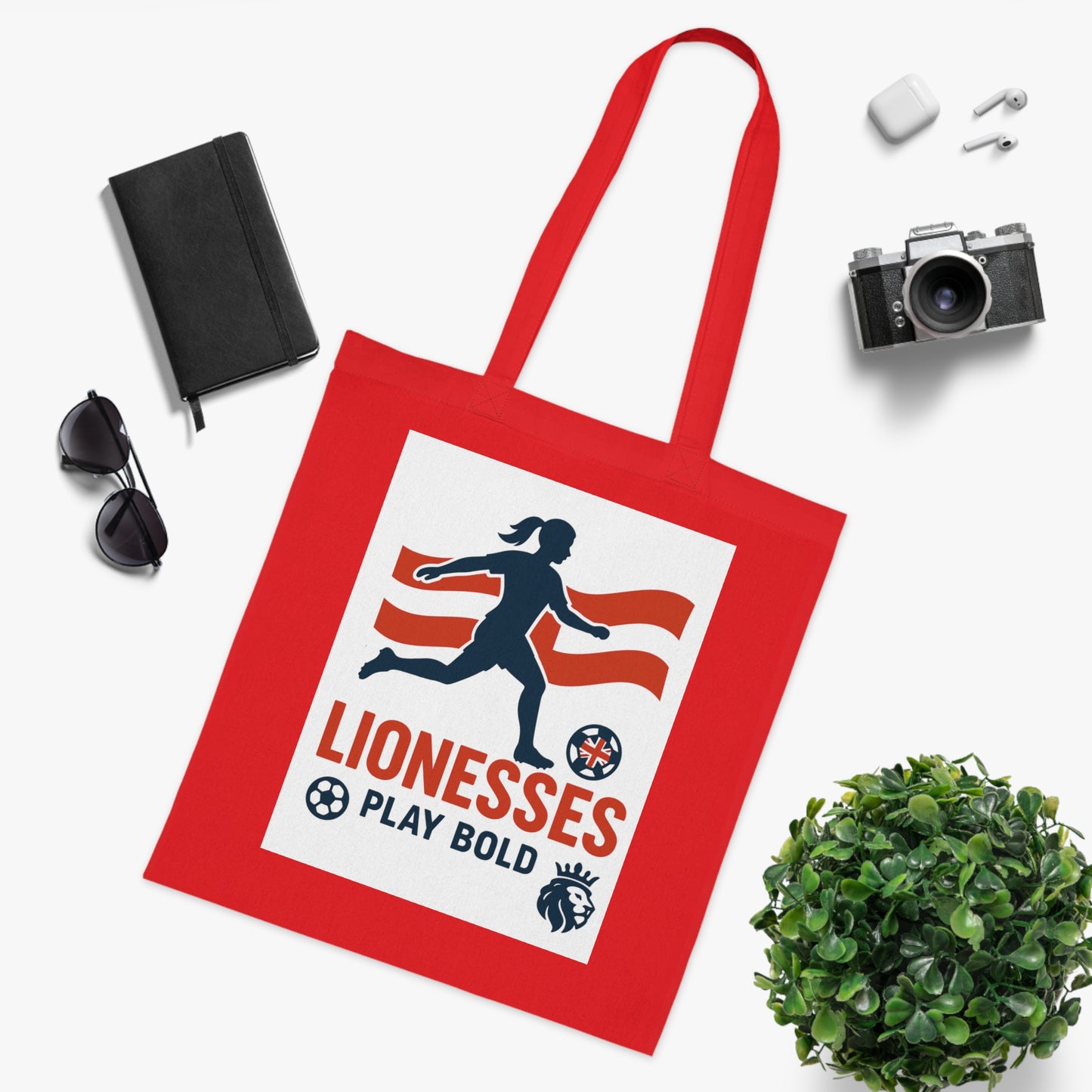 Bold Lionesses Cotton Tote Bag - Soccer Fan Gift, Eco-Friendly Shopping Bag, Women's Sports Tote, Motivational Carryall, Athletic Pride
